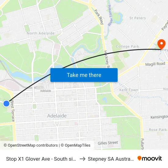 Stop X1 Glover Ave - South side to Stepney SA Australia map