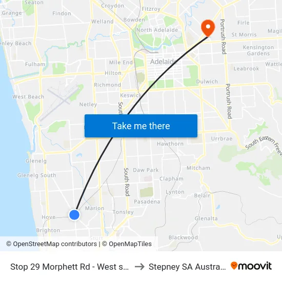 Stop 29 Morphett Rd - West side to Stepney SA Australia map
