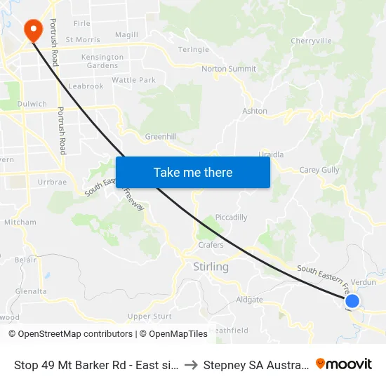 Stop 49 Mt Barker Rd - East side to Stepney SA Australia map