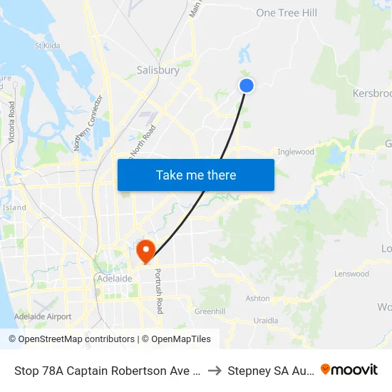 Stop 78A Captain Robertson Ave - South side to Stepney SA Australia map