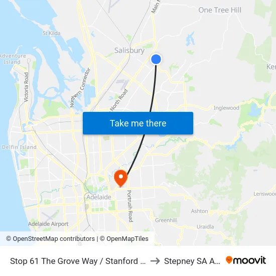 Stop 61 The Grove Way / Stanford Rd - North side to Stepney SA Australia map
