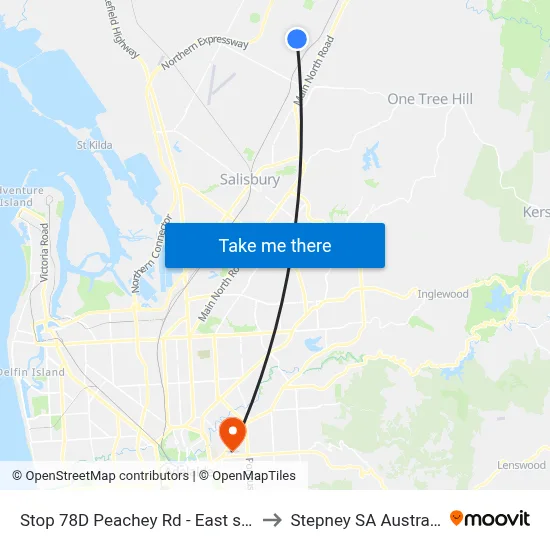 Stop 78D Peachey Rd - East side to Stepney SA Australia map
