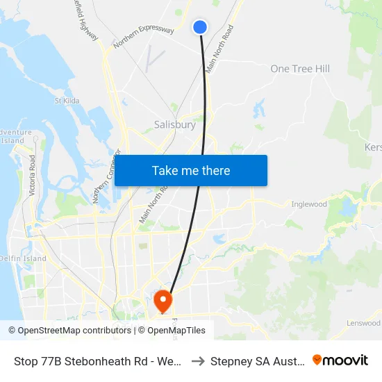 Stop 77B Stebonheath Rd - West side to Stepney SA Australia map