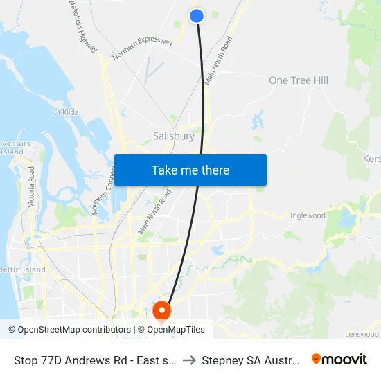 Stop 77D Andrews Rd - East side to Stepney SA Australia map
