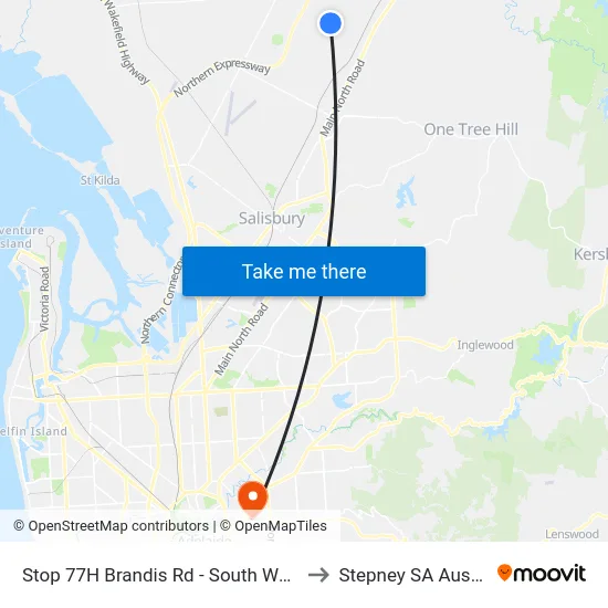 Stop 77H Brandis Rd - South West side to Stepney SA Australia map