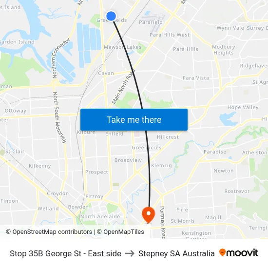 Stop 35B George St - East side to Stepney SA Australia map
