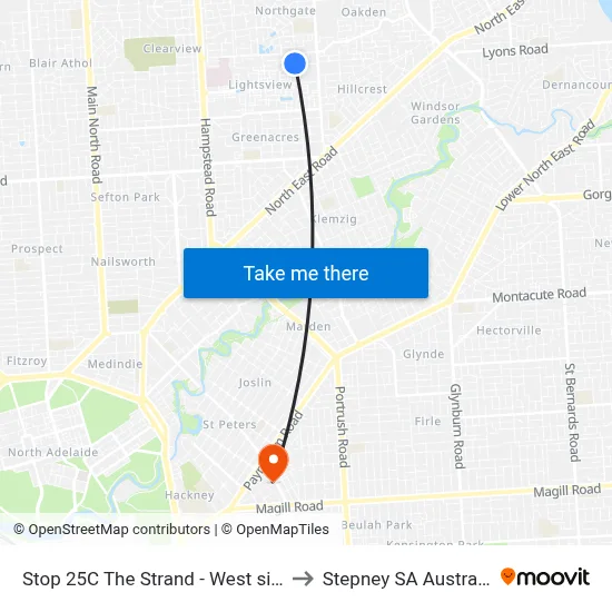 Stop 25C The Strand - West side to Stepney SA Australia map