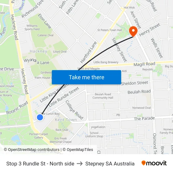 Stop 3 Rundle St - North side to Stepney SA Australia map