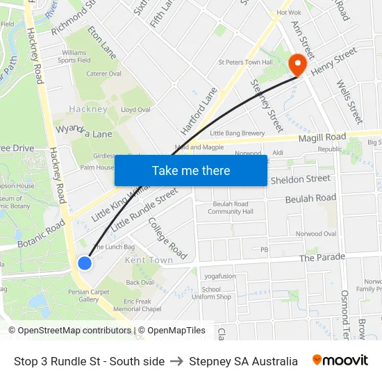 Stop 3 Rundle St - South side to Stepney SA Australia map