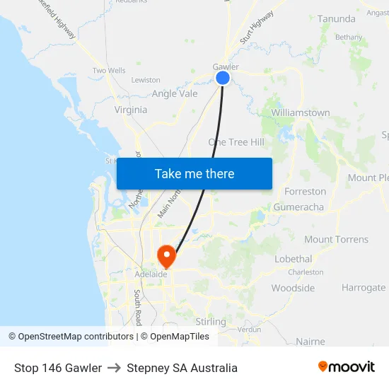 Stop 146 Gawler to Stepney SA Australia map