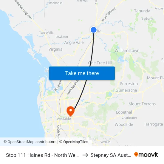 Stop 111 Haines Rd - North West side to Stepney SA Australia map