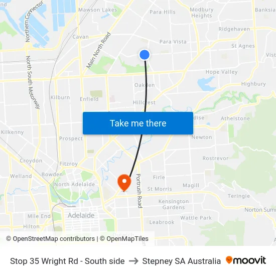 Stop 35 Wright Rd - South side to Stepney SA Australia map