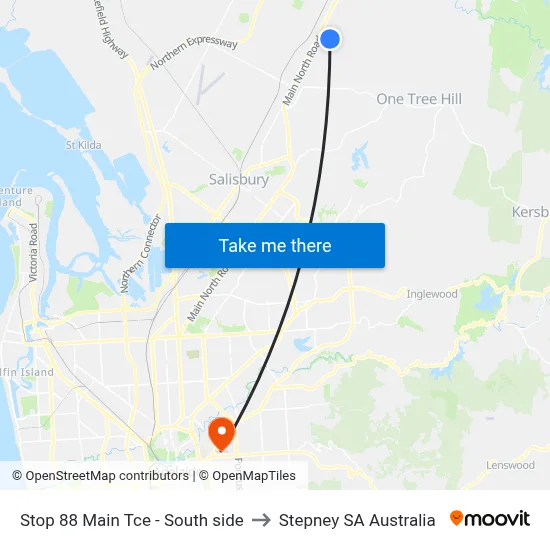 Stop 88 Main Tce - South side to Stepney SA Australia map