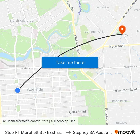 Stop F1 Morphett St - East side to Stepney SA Australia map