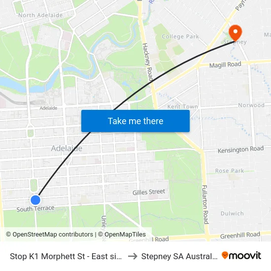 Stop K1 Morphett St - East side to Stepney SA Australia map