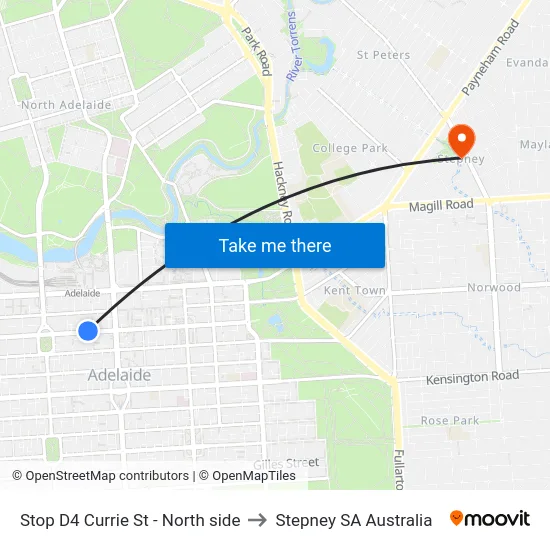 Stop D4 Currie St - North side to Stepney SA Australia map