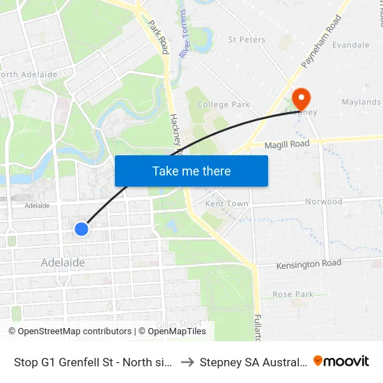 Stop G1 Grenfell St - North side to Stepney SA Australia map