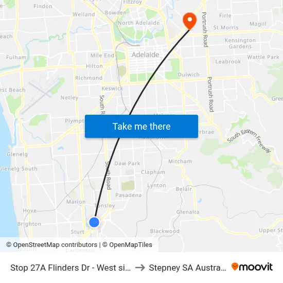 Stop 27A Flinders Dr - West side to Stepney SA Australia map