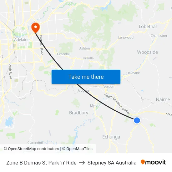 Zone B Dumas St Park 'n' Ride to Stepney SA Australia map