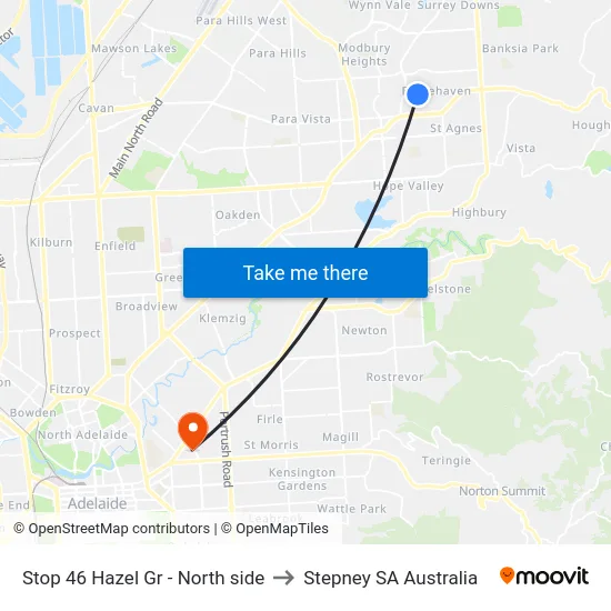 Stop 46 Hazel Gr - North side to Stepney SA Australia map