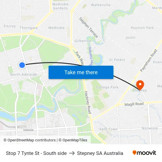 Stop 7 Tynte St - South side to Stepney SA Australia map