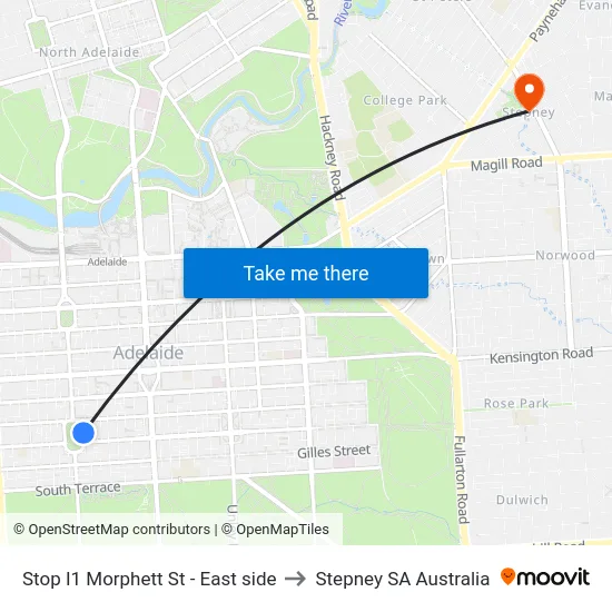 Stop I1 Morphett St - East side to Stepney SA Australia map