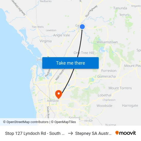 Stop 127 Lyndoch Rd - South side to Stepney SA Australia map