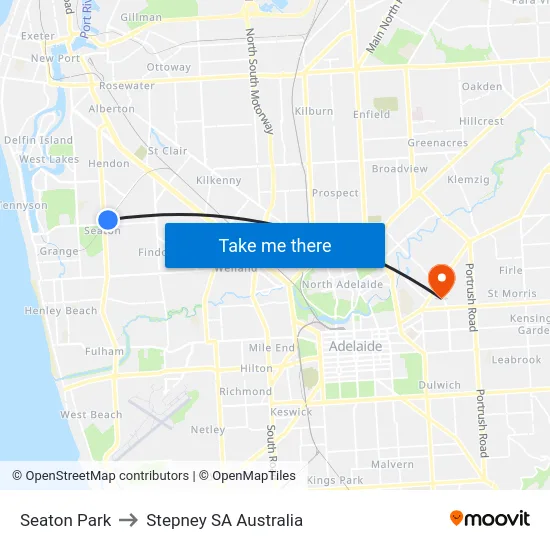 Seaton Park to Stepney SA Australia map