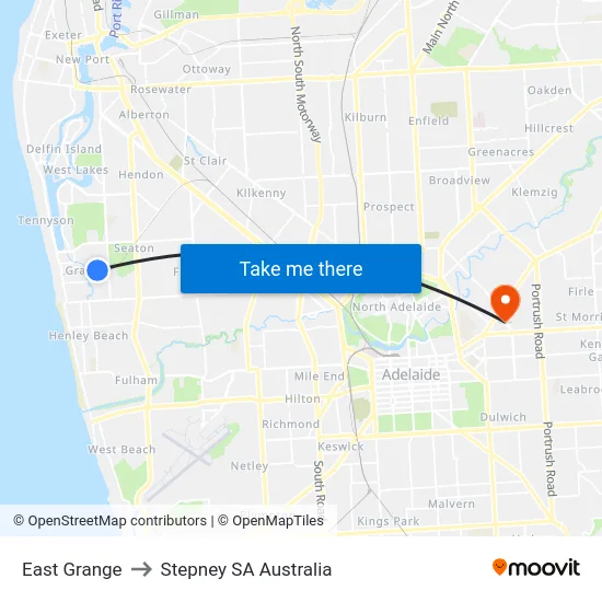 East Grange to Stepney SA Australia map