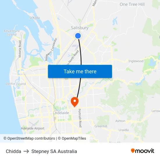Chidda to Stepney SA Australia map