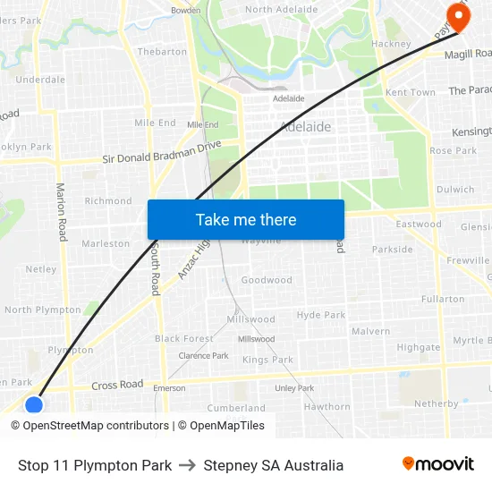 Stop 11 Plympton Park to Stepney SA Australia map