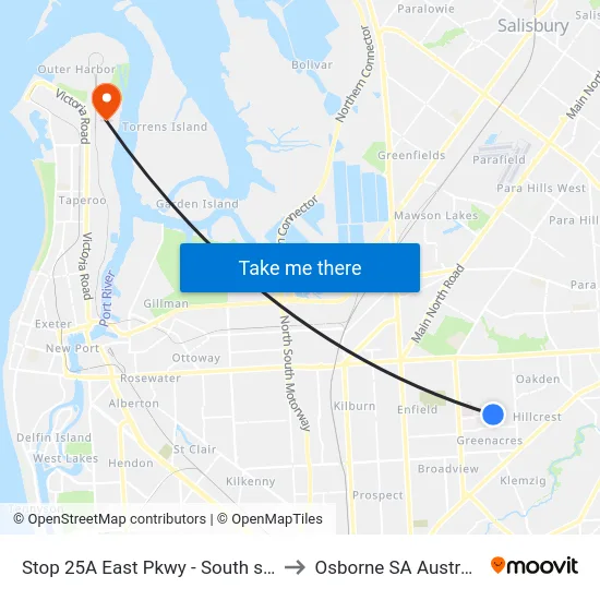 Stop 25A East Pkwy - South side to Osborne SA Australia map