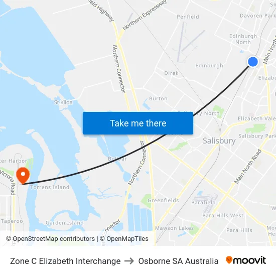 Zone C Elizabeth Interchange to Osborne SA Australia map