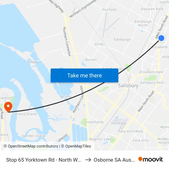 Stop 65 Yorktown Rd - North West side to Osborne SA Australia map