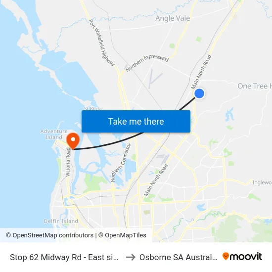 Stop 62 Midway Rd - East side to Osborne SA Australia map