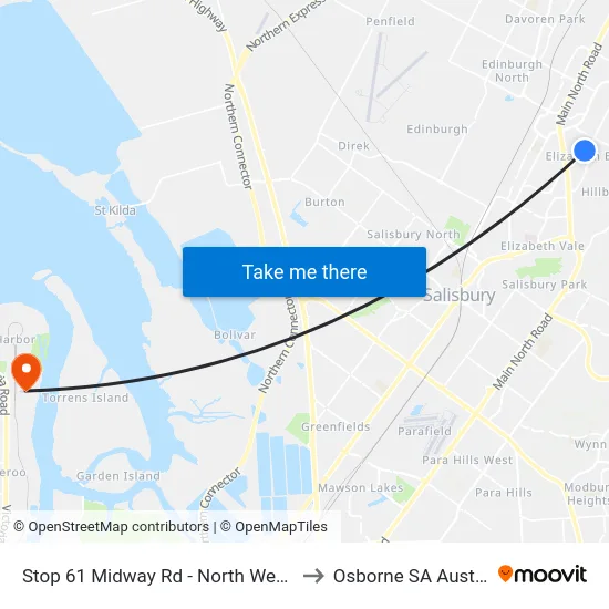 Stop 61 Midway Rd - North West side to Osborne SA Australia map