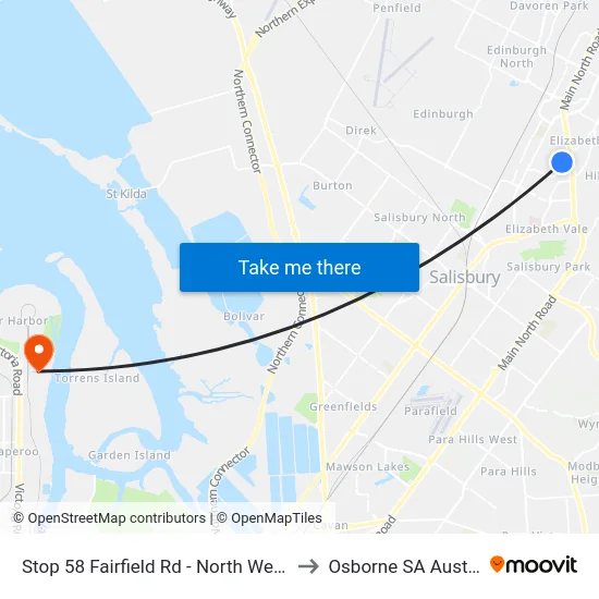 Stop 58 Fairfield Rd - North West side to Osborne SA Australia map