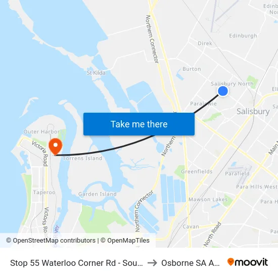 Stop 55 Waterloo Corner Rd - South West side to Osborne SA Australia map