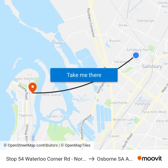 Stop 54 Waterloo Corner Rd - North East side to Osborne SA Australia map