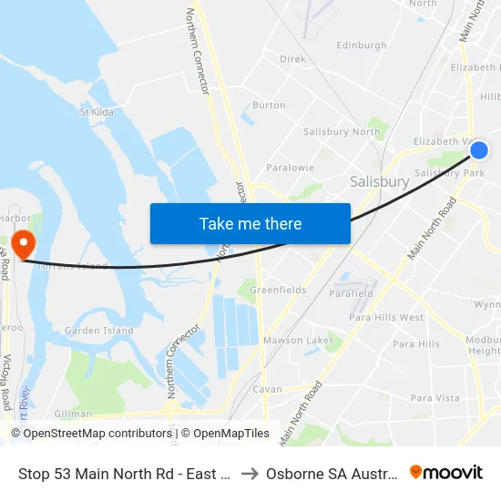 Stop 53 Main North Rd - East side to Osborne SA Australia map