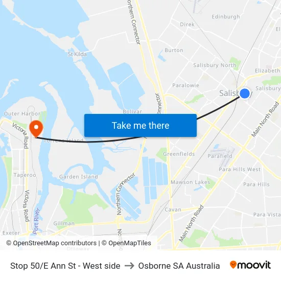 Stop 50/E Ann St - West side to Osborne SA Australia map