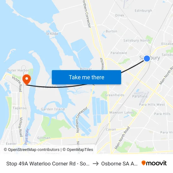 Stop 49A Waterloo Corner Rd - South West side to Osborne SA Australia map