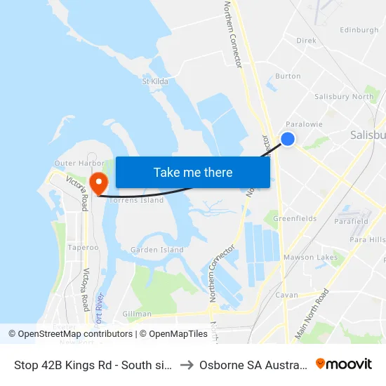 Stop 42B Kings Rd - South side to Osborne SA Australia map