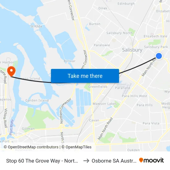 Stop 60 The Grove Way - North side to Osborne SA Australia map