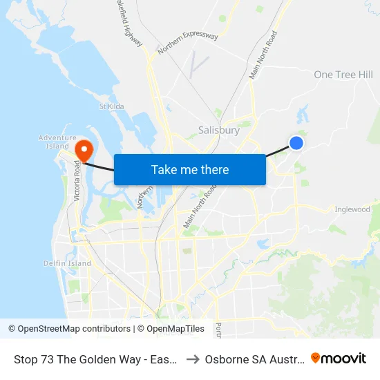 Stop 73 The Golden Way - East side to Osborne SA Australia map