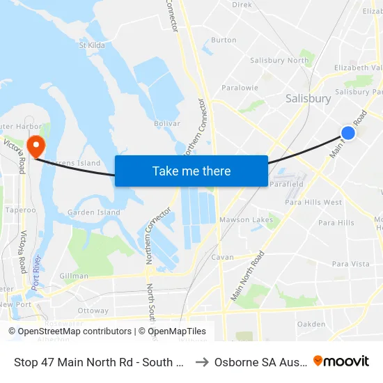 Stop 47 Main North Rd - South East side to Osborne SA Australia map