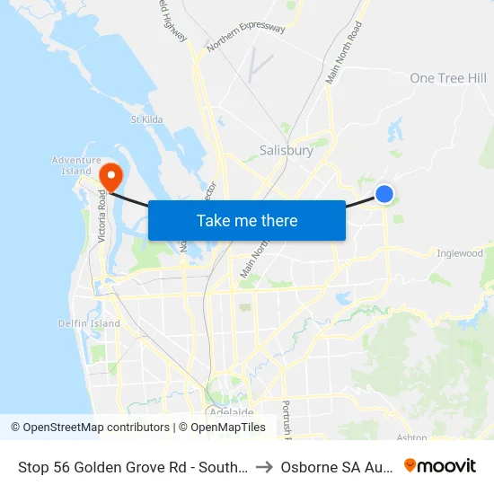 Stop 56 Golden Grove Rd - South East side to Osborne SA Australia map