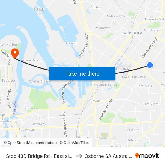 Stop 43D Bridge Rd - East side to Osborne SA Australia map