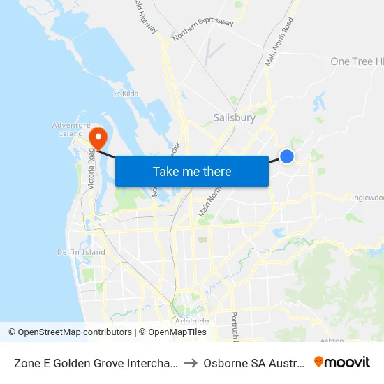 Zone E Golden Grove Interchange to Osborne SA Australia map