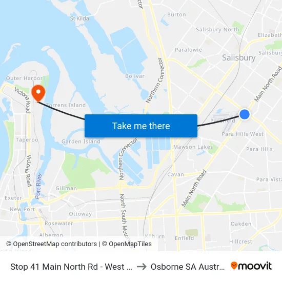 Stop 41 Main North Rd - West side to Osborne SA Australia map